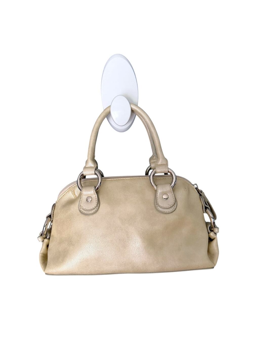 Tommy Hilfiger Small Champagne Metallic Satchel Handbag Y2K Pink Lining